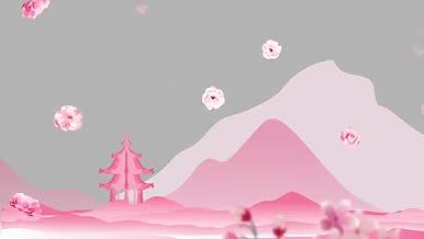 古香古色梦幻粉色系视频背景花瓣飘落视频的预览图